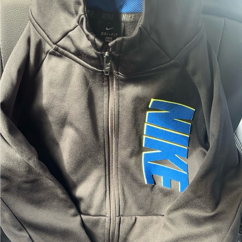 Nike Black Dri-Fit Jacket with Blue Logo